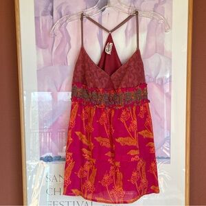 Free People Vintage Floral Embroidered Tiered Cami Top, Size S
